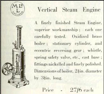 Meccano steam engine advertisement.